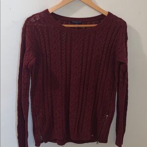American Eagle burgundy cable knit sweater
